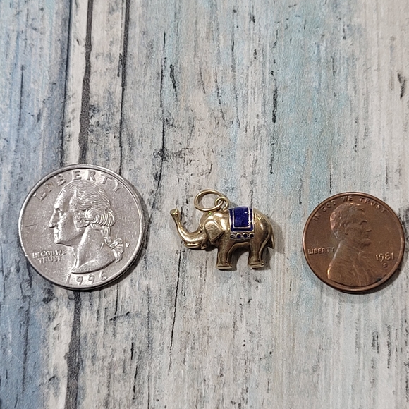 Vintage 14k Lucky Elephant Blue enamel Charm/Pendant. - Picture 8 of 9